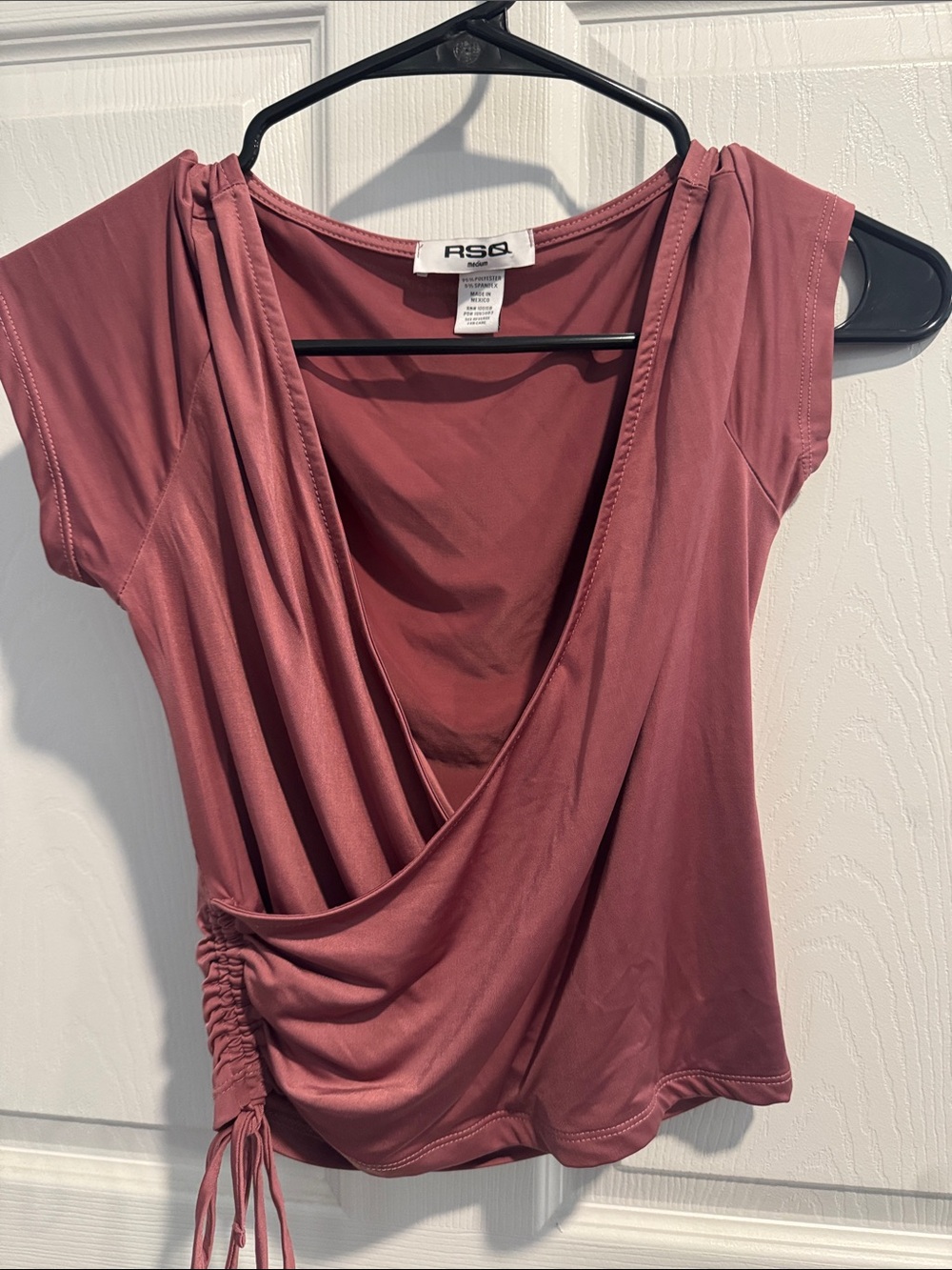 RSQ Dusty Rose Draped V-Neck Short Sleeve Camisole